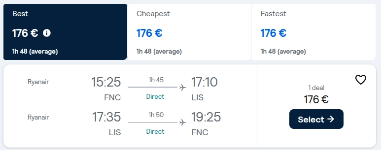 FNC - LIS - FNC with Ryanair in May