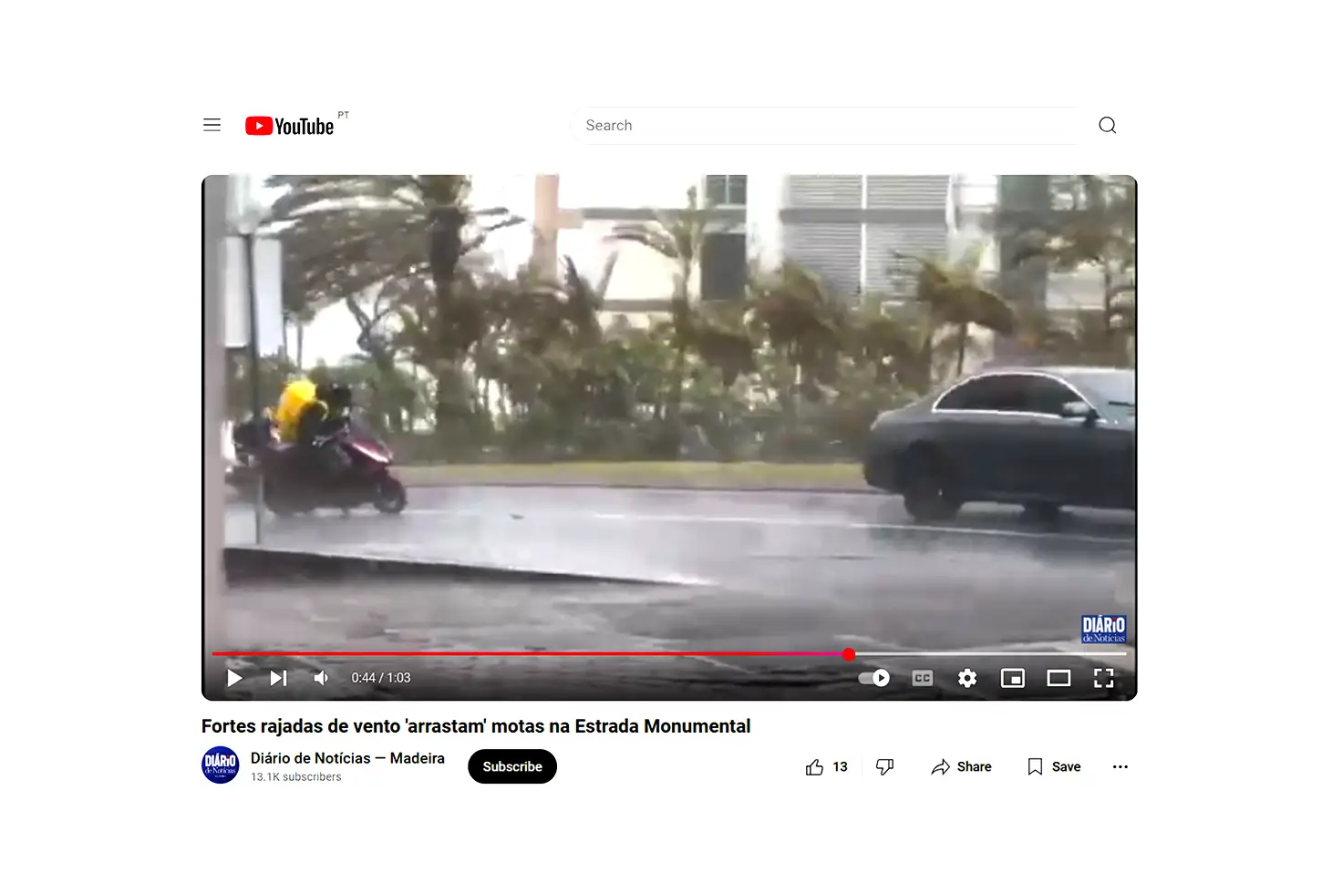 Strong Winds Drag Motorbikes at Forum Madeira